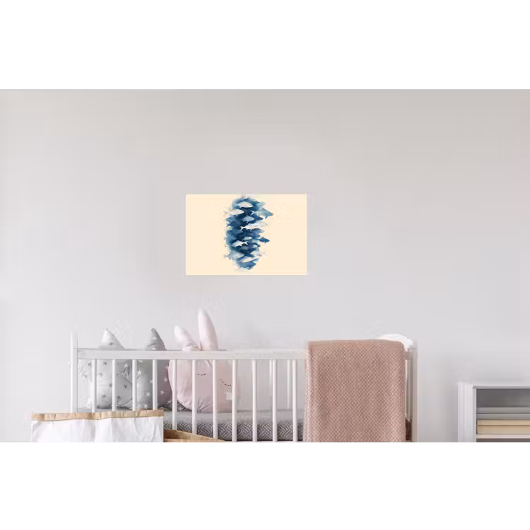 Vissen - Minimalistisch - Blauw Muursticker klein -kinderkamer