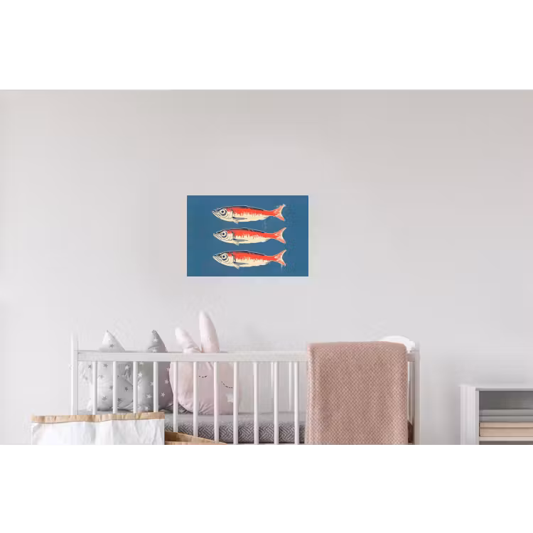 Vissen - Rood - Blauw Muursticker klein -kinderkamer