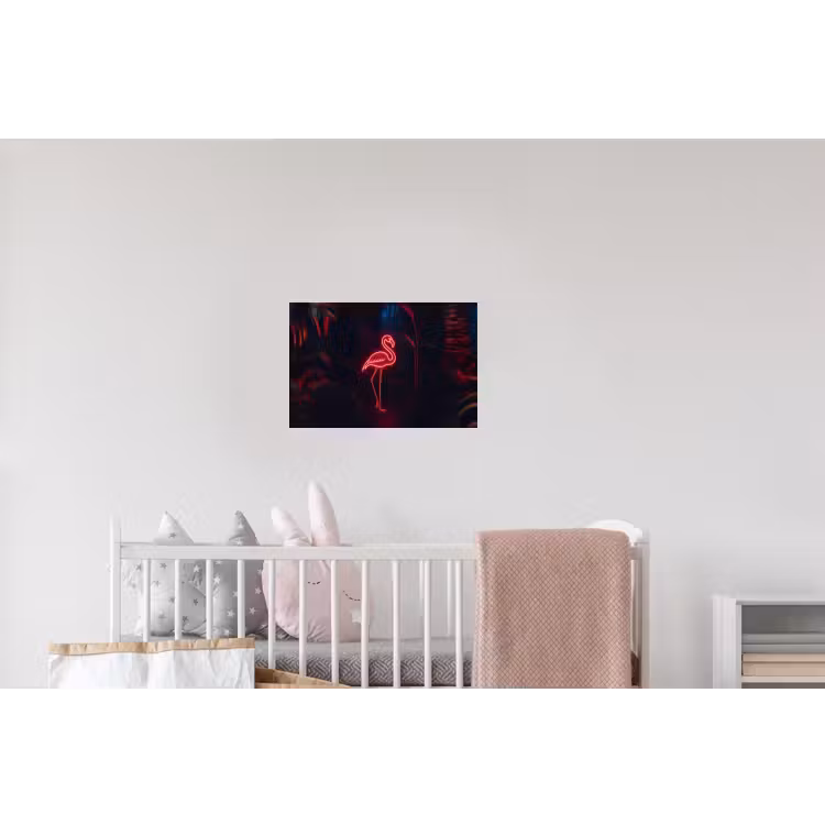 Flamingo - Roze - Neon - Licht Muursticker klein -kinderkamer