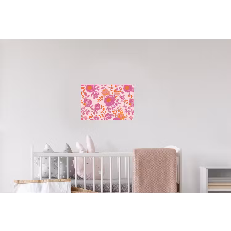 Bloemenpatroon - Roze - Oranje - Bloemen Muursticker klein -kinderkamer