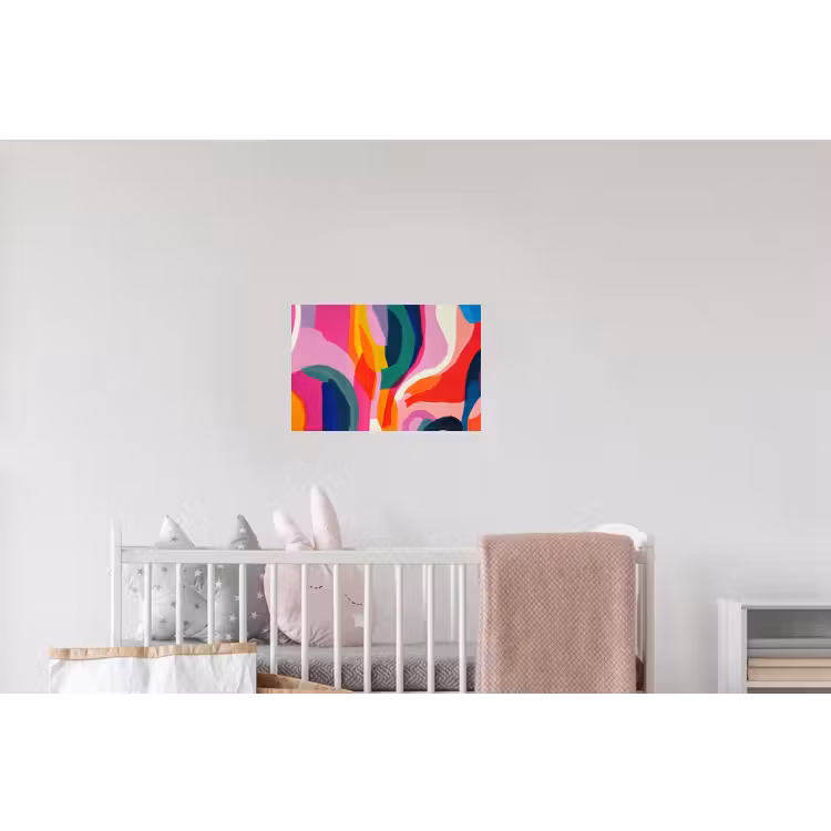 Vormen - Golvend - Abstract - Felroze Muursticker klein -kinderkamer