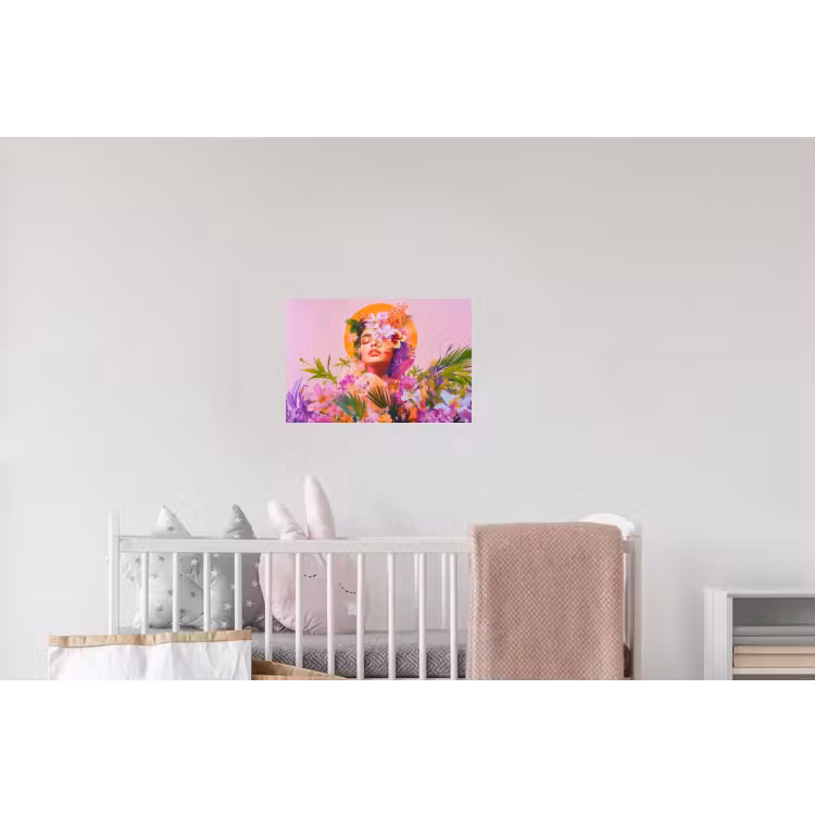 Vrouw - Abstract - Cirkel - Bloemen Muursticker klein -kinderkamer