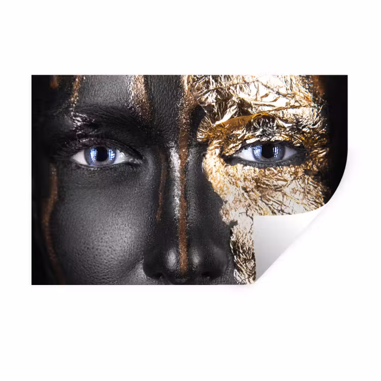 Vrouw - Bladgoud - Zwart - Goud - Luxe Muursticker klein -3d