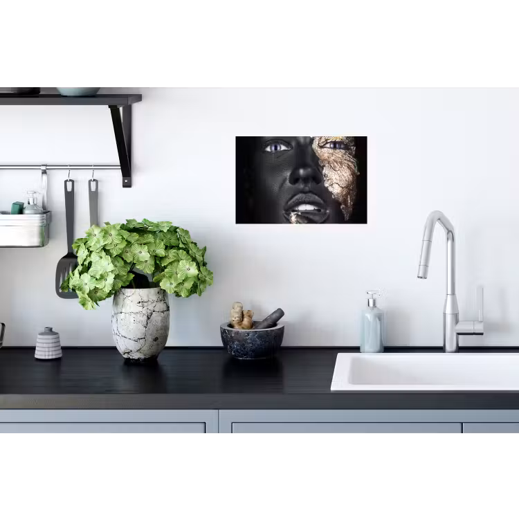 Vrouw - Bladgoud - Zwart - Huid - Luxe Muursticker klein -keuken