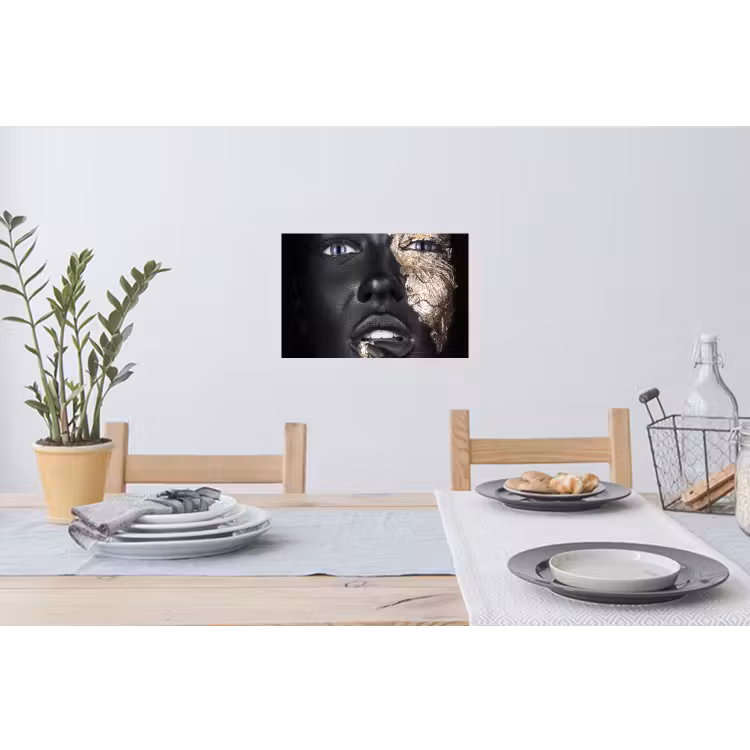 Vrouw - Bladgoud - Zwart - Huid - Luxe Muursticker klein -eettafel