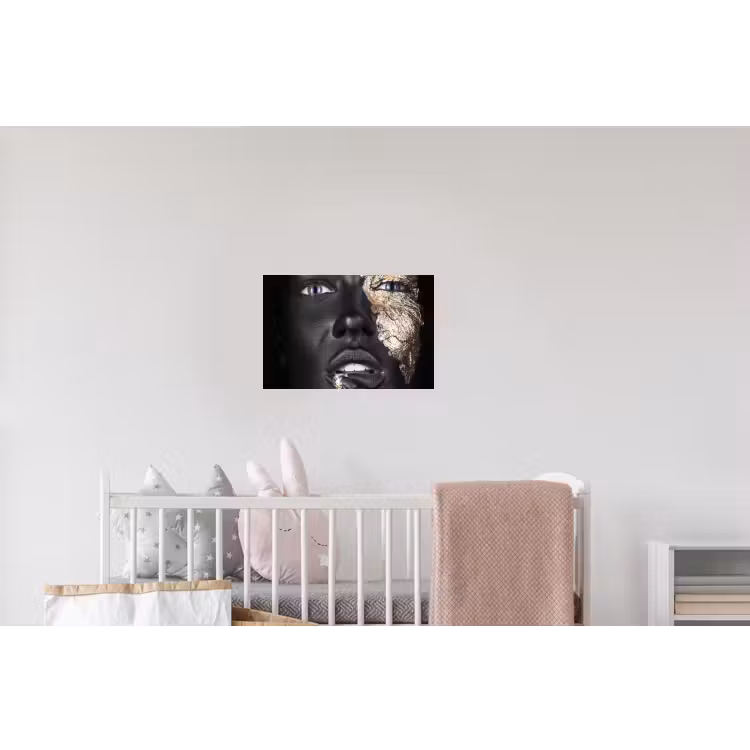 Vrouw - Bladgoud - Zwart - Huid - Luxe Muursticker klein -kinderkamer