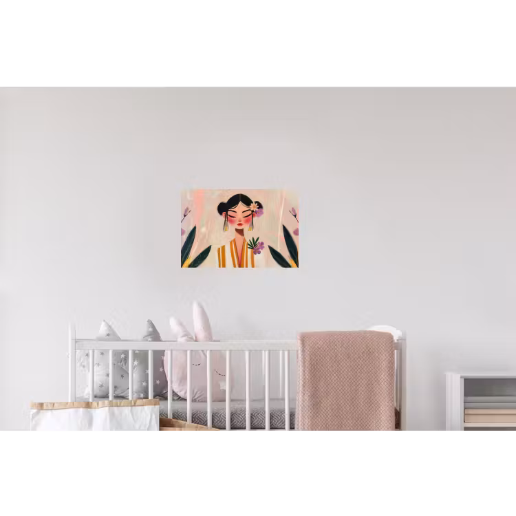 Vrouw - Bloemen - Pastel Muursticker klein -kinderkamer