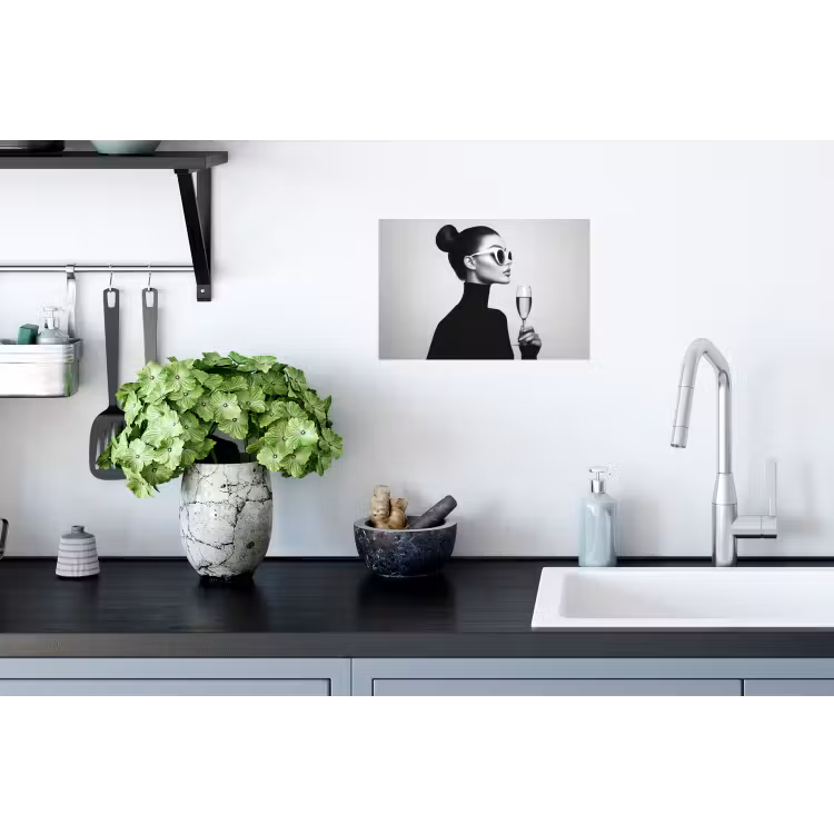 Vrouw - Champagne - Modern Muursticker klein -keuken