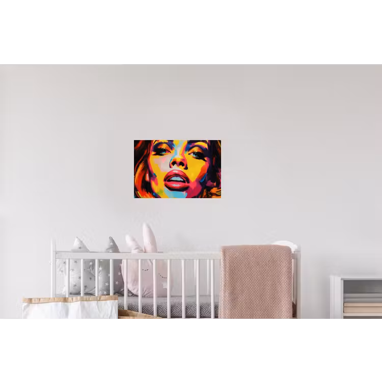 Vrouw - Gezicht - Kleurrijk Muursticker klein -kinderkamer
