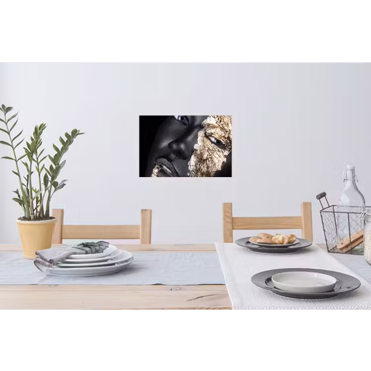 Vrouw - Goud - Zwart - Verf - Luxe Muursticker klein -eettafel