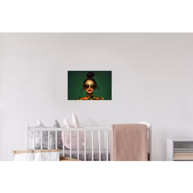 Vrouw - Groen - Modern - Bril - Abstract Muursticker klein -kinderkamer