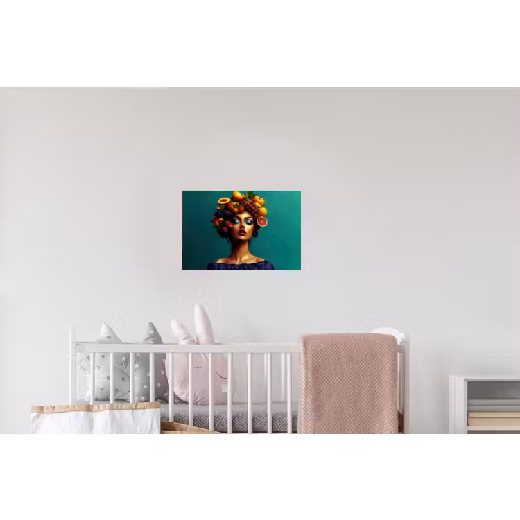 Vrouw - Hoodtooi - Tropisch - Fruit - Druiven Muursticker klein -kinderkamer