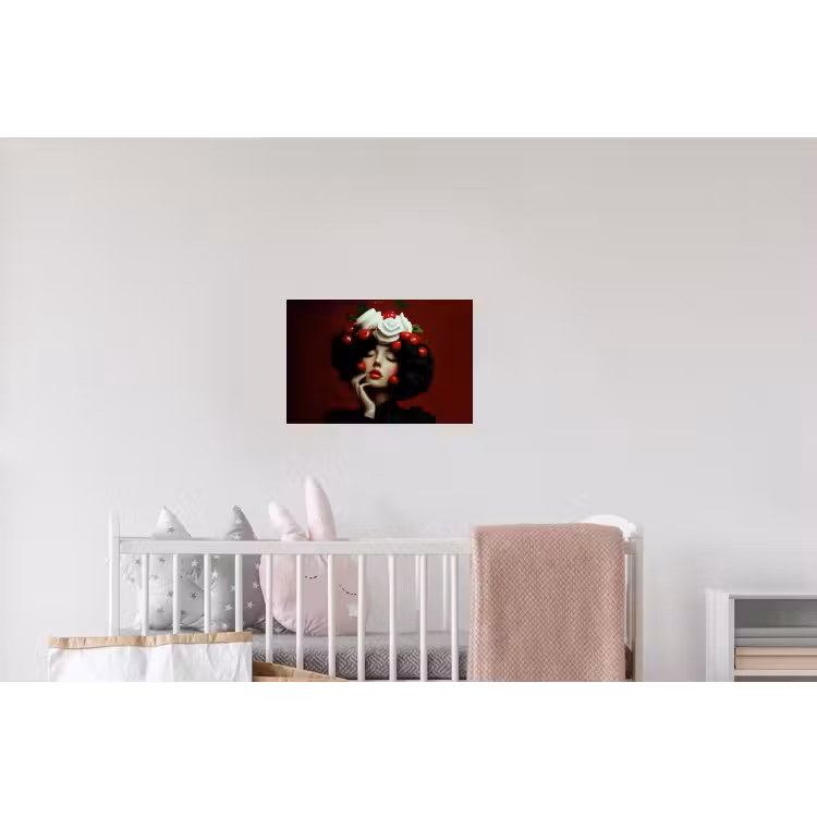 Vrouw - Kersen - Slagroom Muursticker klein -kinderkamer