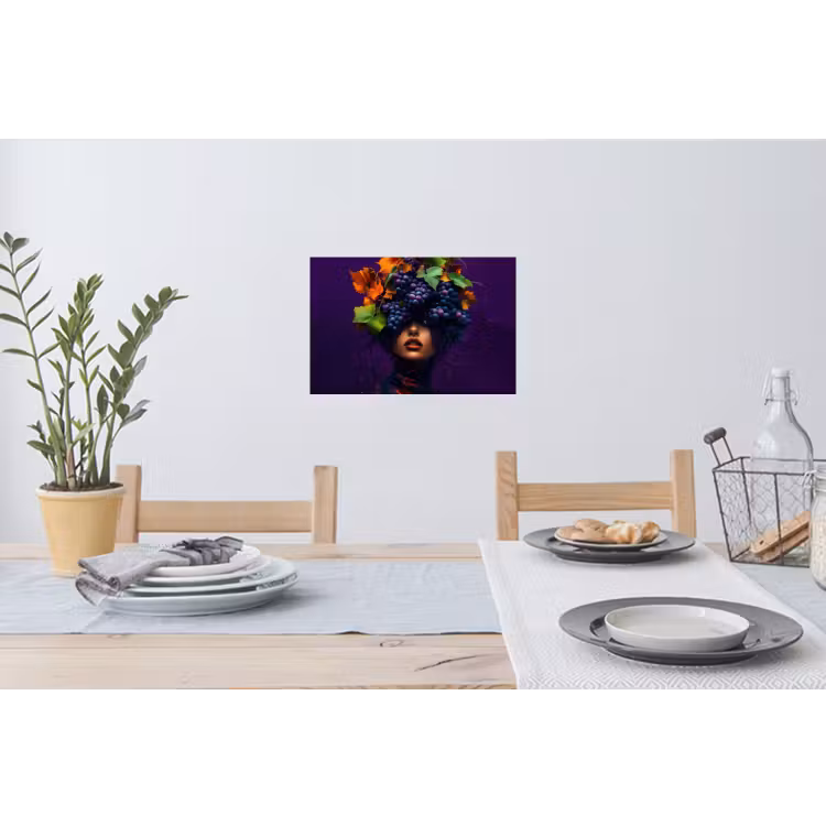 Vrouw - Paars - Druiven Muursticker klein -eettafel