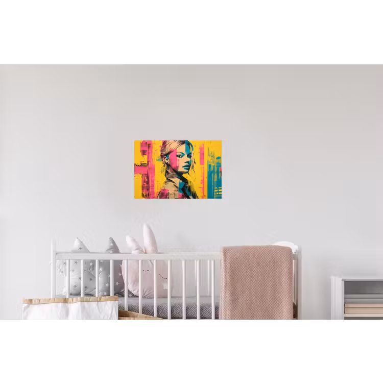 Vrouw - Verfstrepen - Gekleurd Muursticker klein -kinderkamer