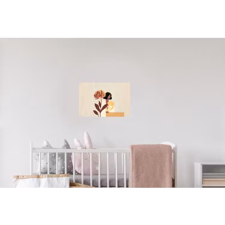 Vrouw - Minimalistisch - Bloem Muursticker klein -kinderkamer
