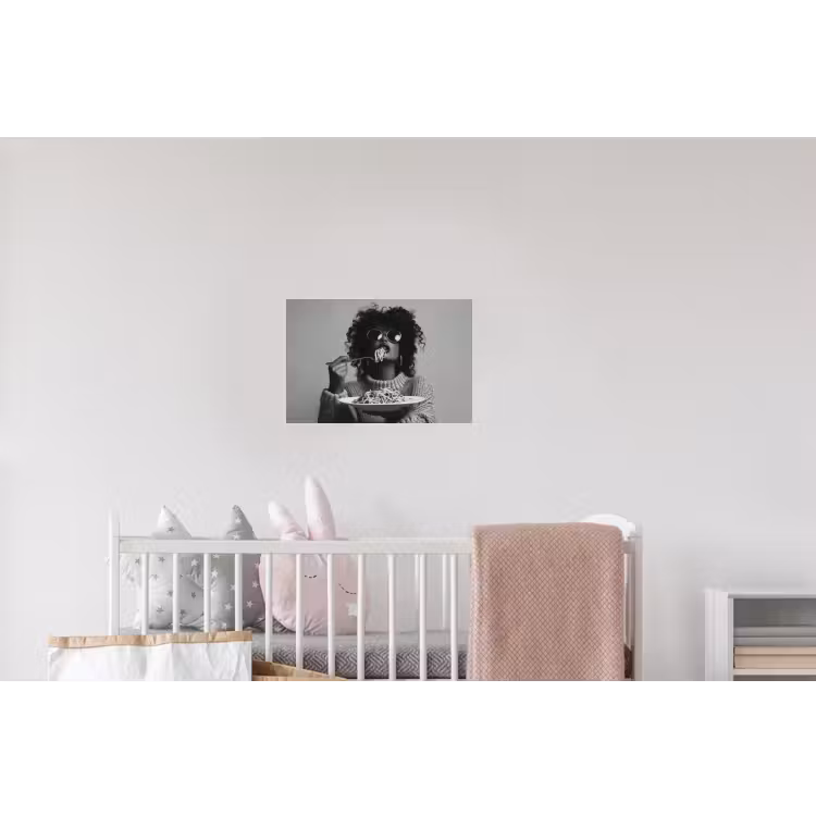 Vrouw - Pasta - Zwart - Wit Muursticker klein -kinderkamer