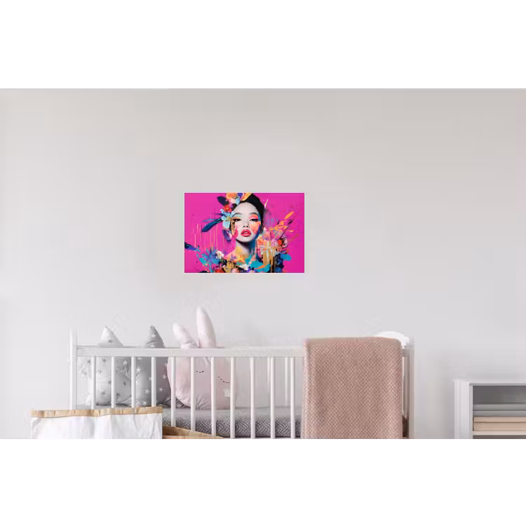 Vrouw - Portret - Abstract - Paars Muursticker klein -kinderkamer