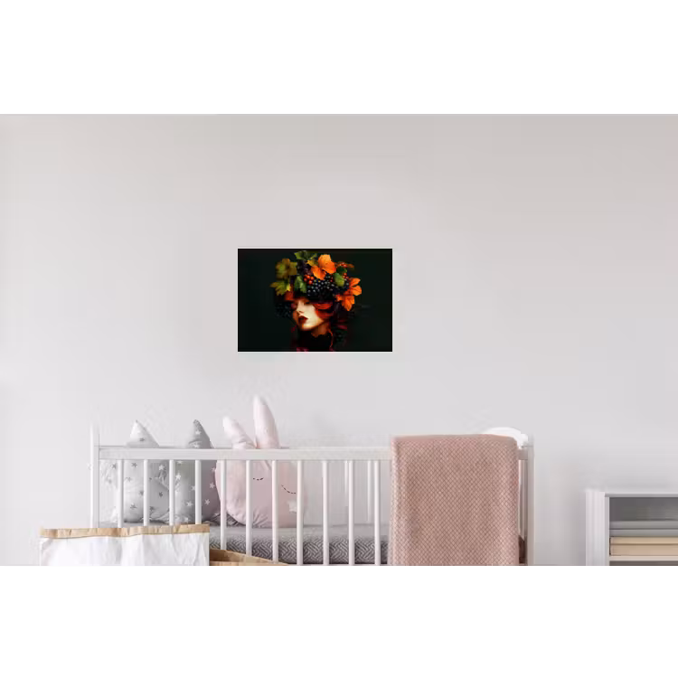 Vrouw - Rood - Groen - Druiven Muursticker klein -kinderkamer