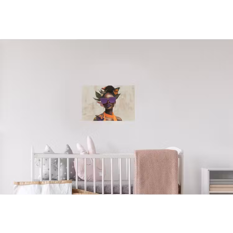 Vrouw - Zonnebril - Vlinder - Bloemen Muursticker klein -kinderkamer
