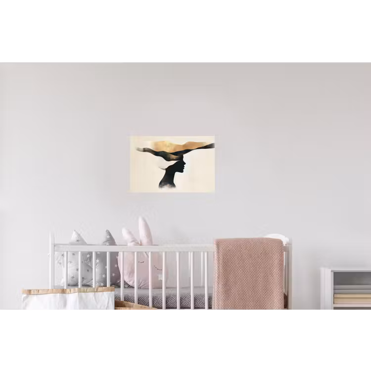Vrouw - Golven - Zwart Muursticker klein -kinderkamer
