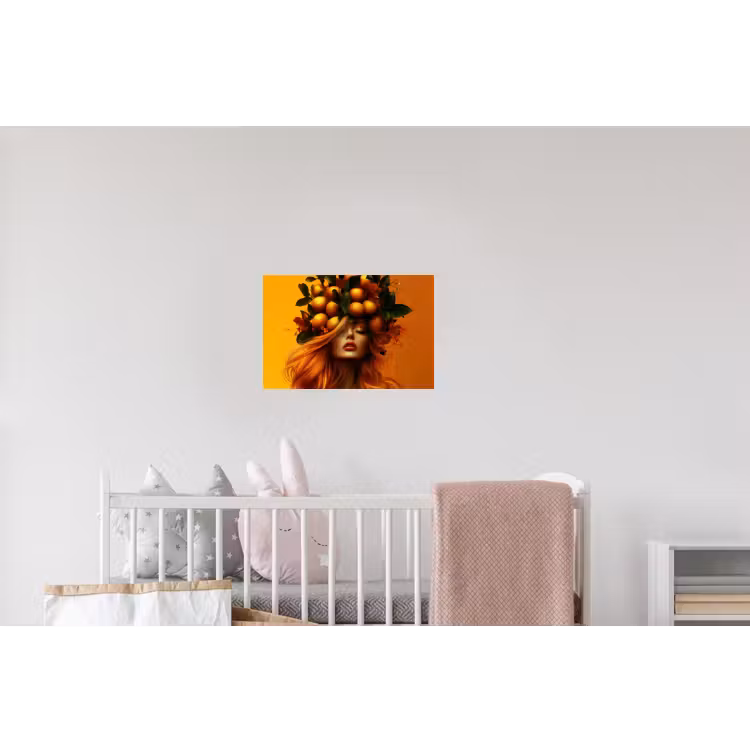 Vrouw - Citroenen - Bloesem - Geel Muursticker klein -kinderkamer