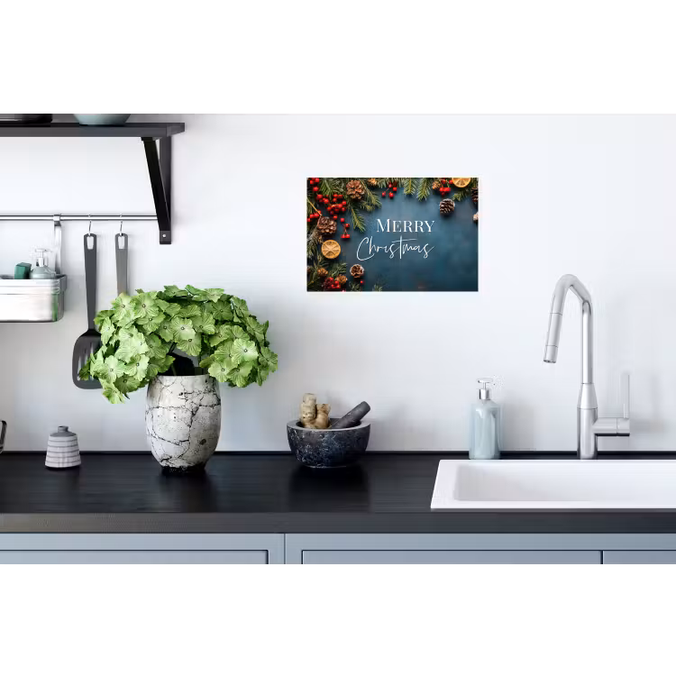Merry Christmas - Blauw - Kerst - Winter Muursticker klein -keuken