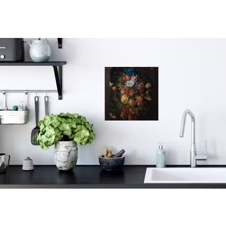 Festoen van vruchten en bloemen - Schilderij van Jan Davidsz. de Heem Muursticker klein -keuken