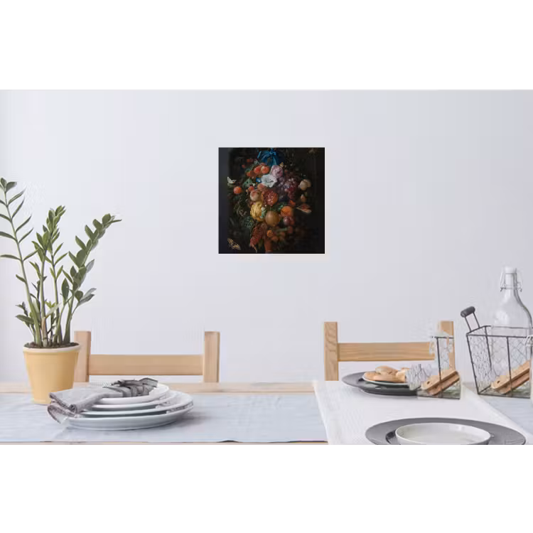 Festoen van vruchten en bloemen - Schilderij van Jan Davidsz. de Heem Muursticker klein -eettafel