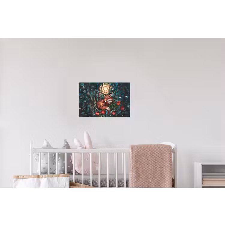 Vos - Mozaïek - Bos - Maan Muursticker klein -kinderkamer