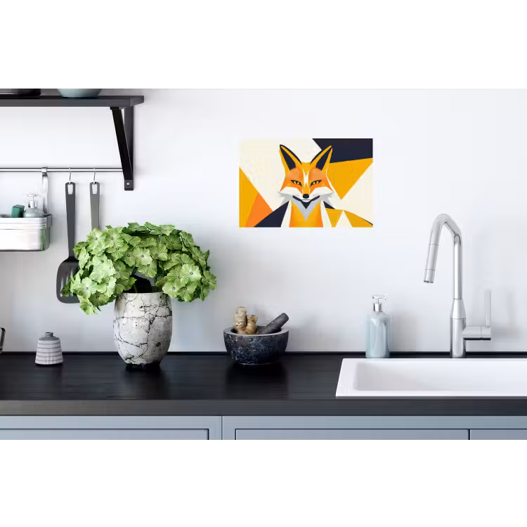 Vos - Oranje - Abstract - Driehoeken Muursticker klein -keuken