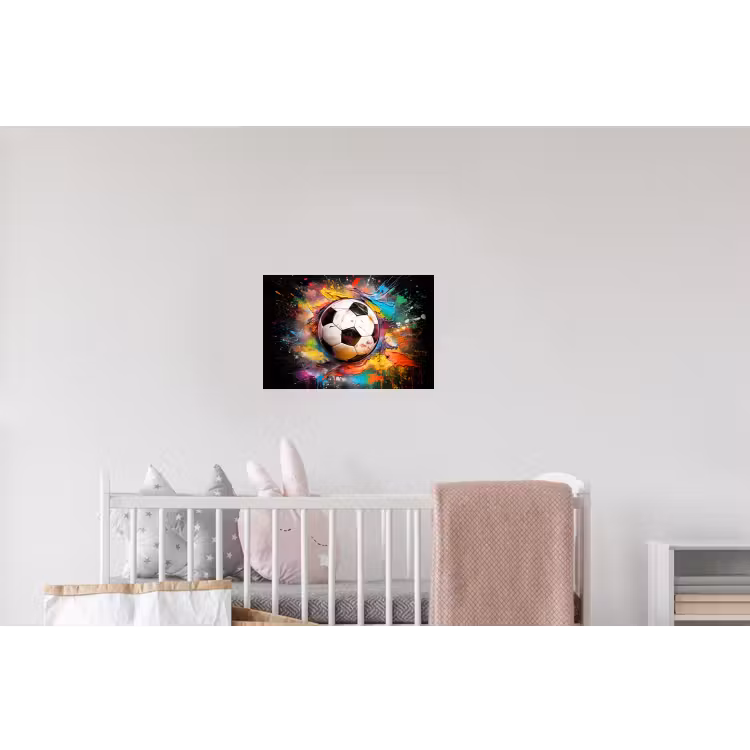 Voetbal - Verf - Kleuren - Zwart - Wit Muursticker klein -kinderkamer