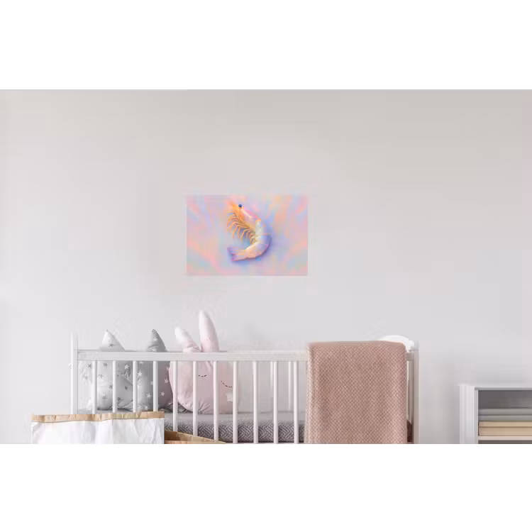 Garnaal - Subtiele structuur - Blauw - Roze Muursticker klein -kinderkamer