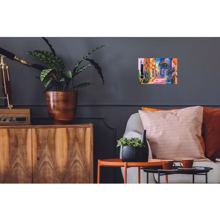Geel - Blauw - Oranje - Huis Muursticker klein -kamerbank