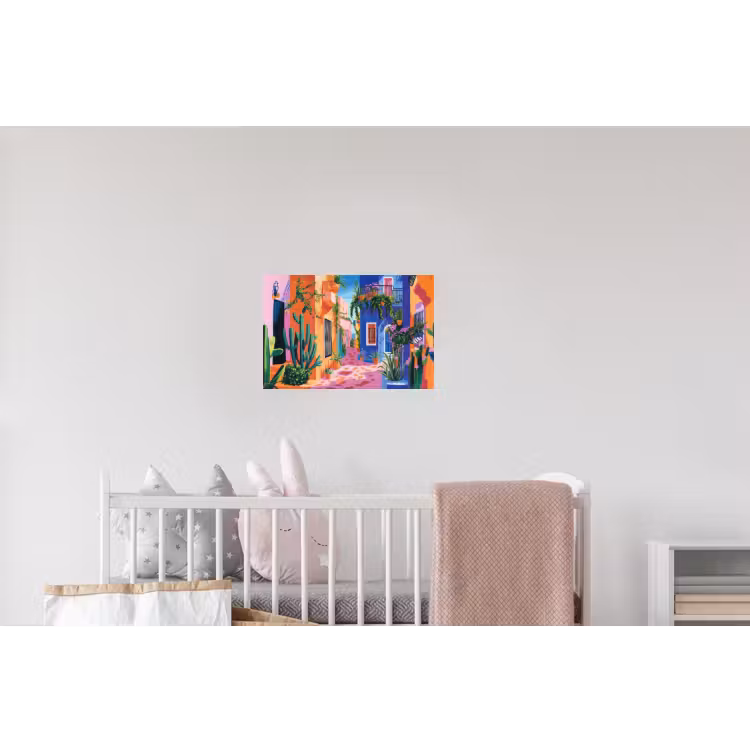 Geel - Blauw - Oranje - Huis Muursticker klein -kinderkamer