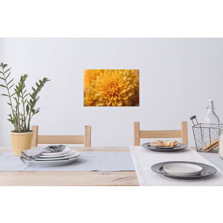 Geel - Chrysant - Zachtheid Muursticker klein -eettafel