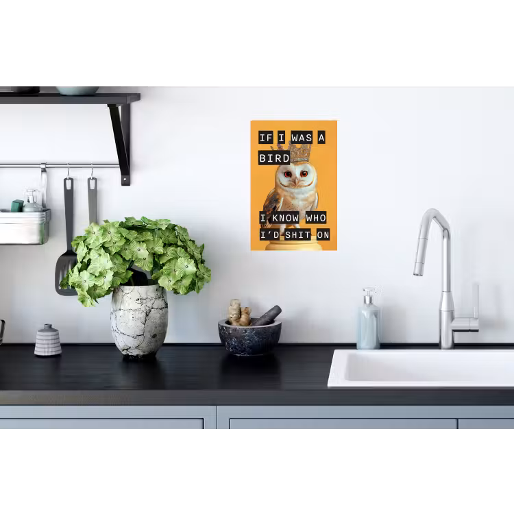 Geel - Uil - Vogel - Decoratie Muursticker klein -keuken