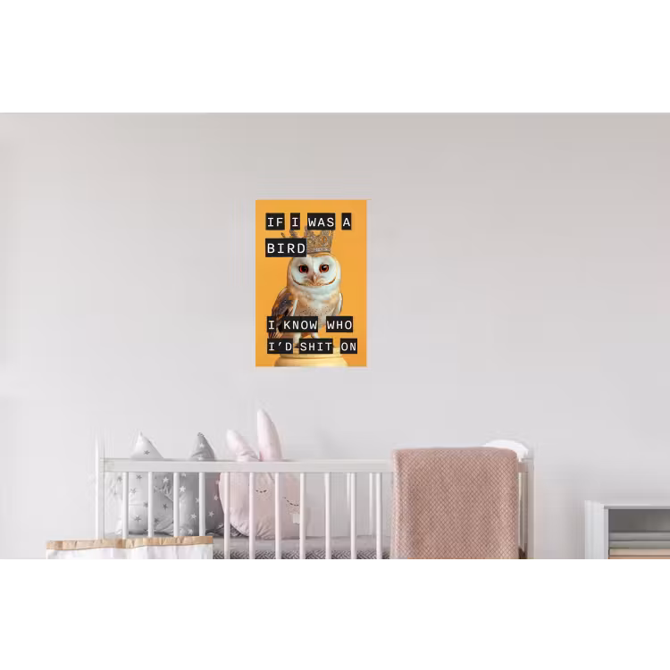 Geel - Uil - Vogel - Decoratie Muursticker klein -kinderkamer
