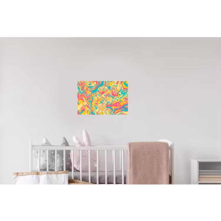 Geel - Roze - Blauw - Retro Muursticker klein -kinderkamer