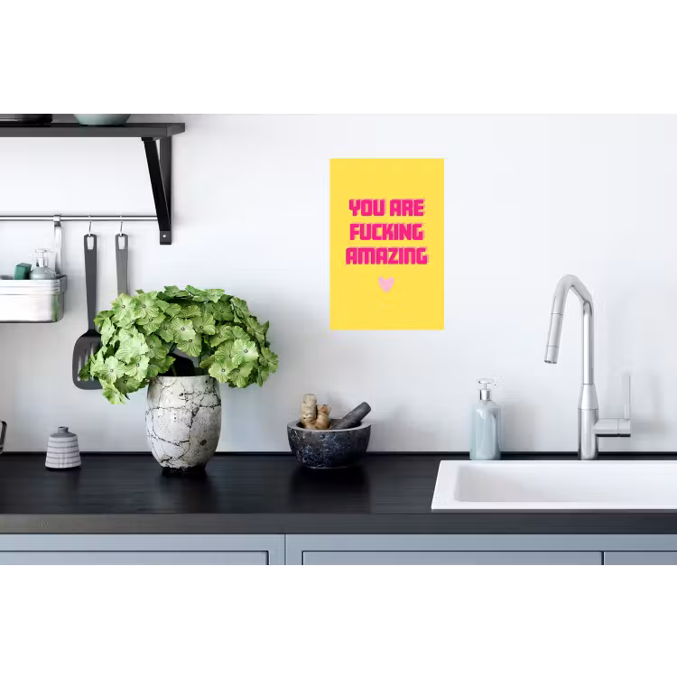 Geel - Valentijn - Tekst Muursticker klein -keuken