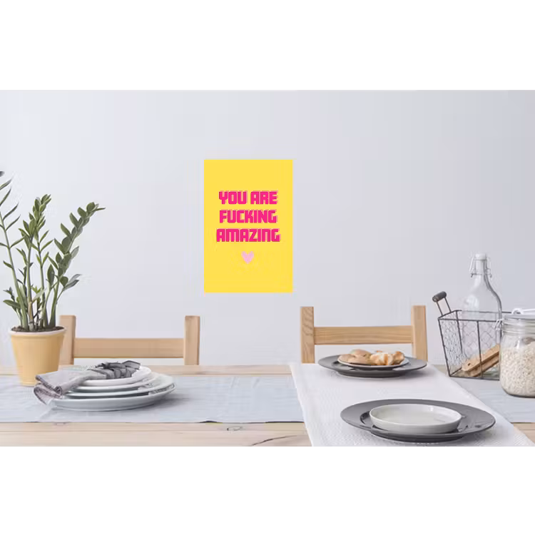 Geel - Valentijn - Tekst Muursticker klein -eettafel