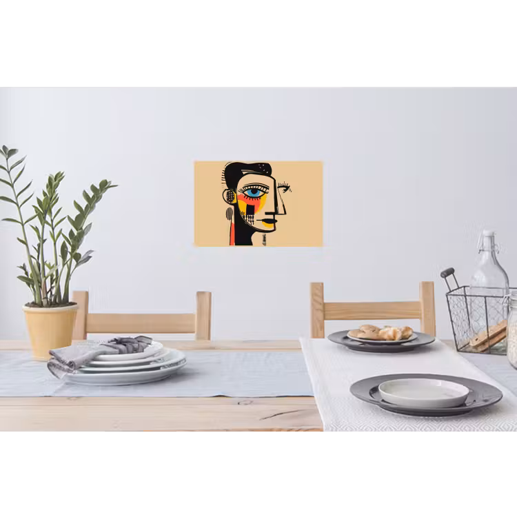 Geometrisch - Felle kleuren - Kubistische stijl Muursticker klein -eettafel