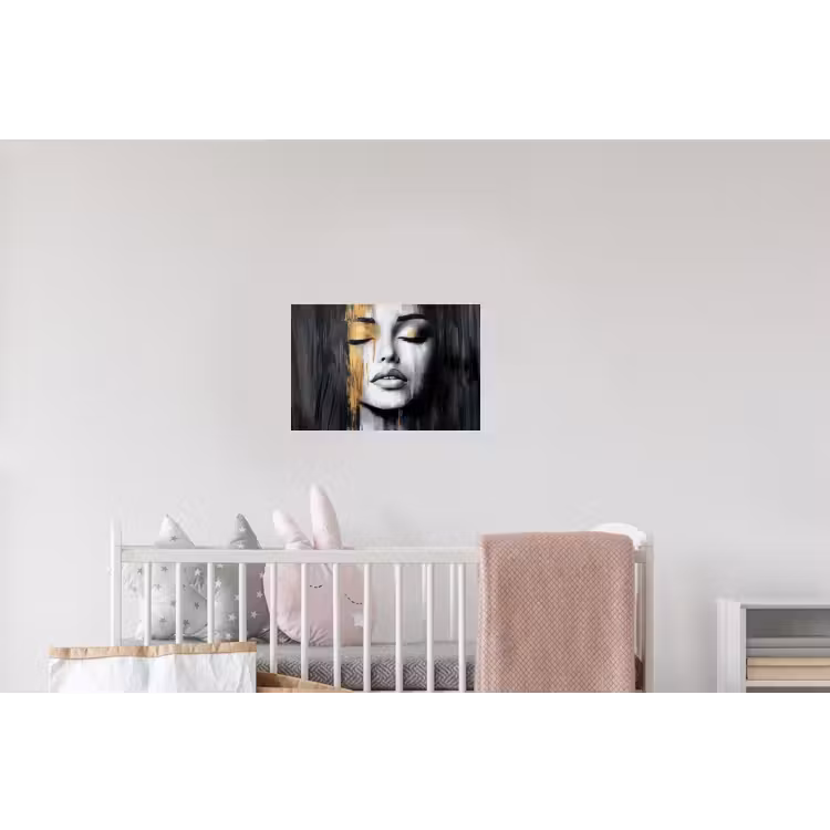 Gezicht - Vrouw - Penseelstreken - Abstract Muursticker klein -kinderkamer