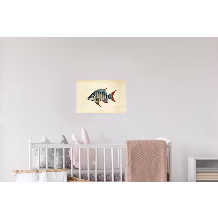 Gestreept - Donkerblauw - Rugvin - Vis Muursticker klein -kinderkamer