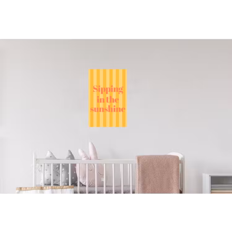 Gestreept - Geel - Sunshine - Letters Muursticker klein -kinderkamer