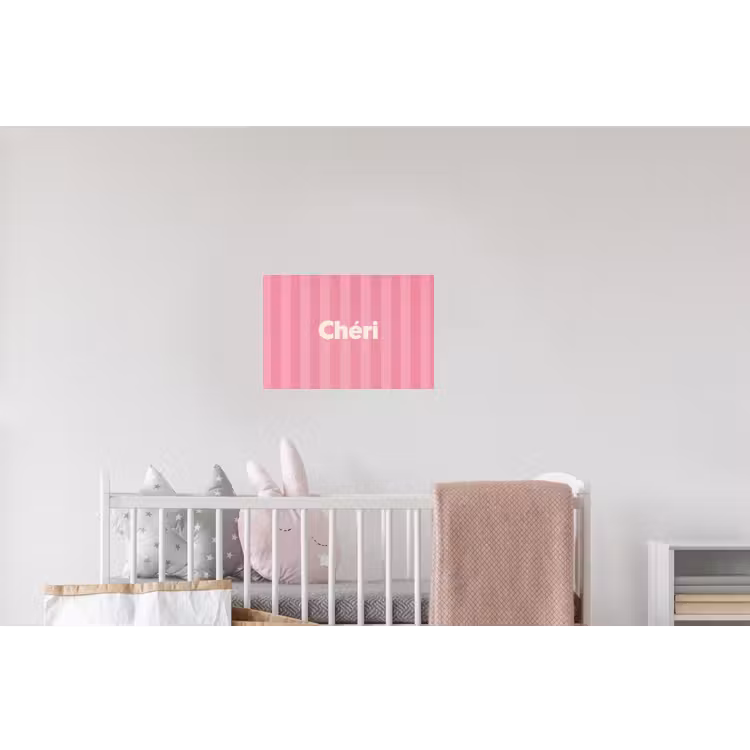 Gestreept - Roze - Chéri Muursticker klein -kinderkamer