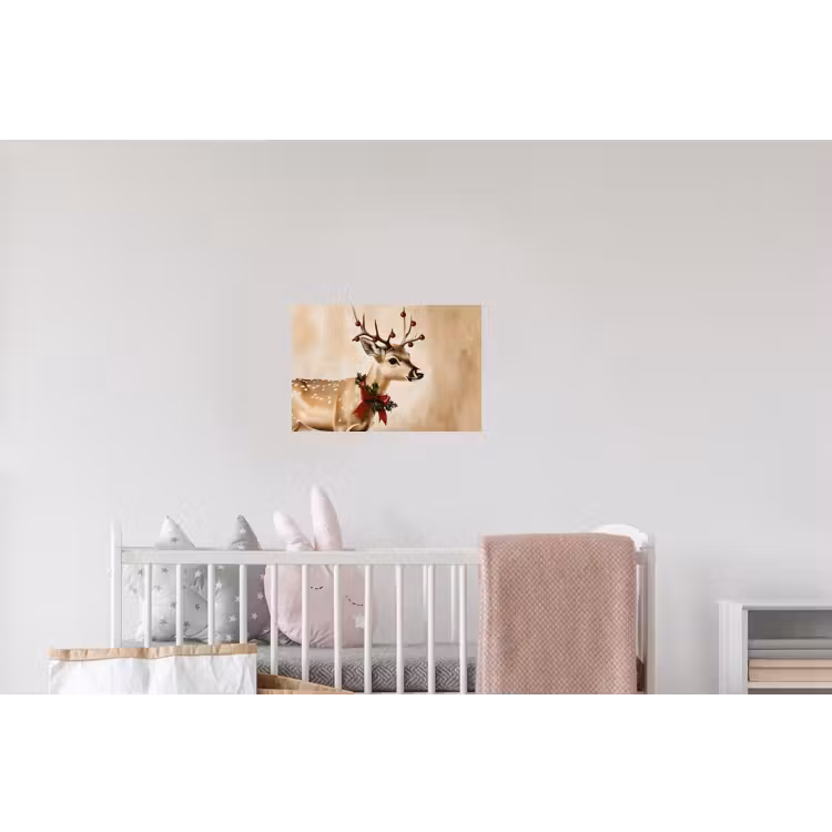 Gewei - Kerst - Rendier - Rood Muursticker klein -kinderkamer