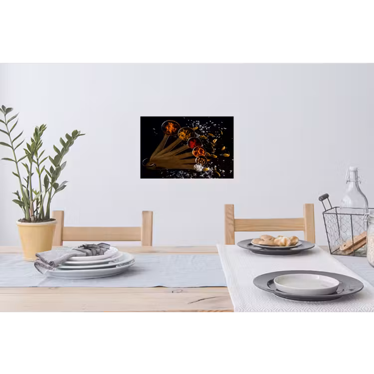 Kruiden - Lepels - Zout - Specerijen - Zwart Muursticker klein -eettafel
