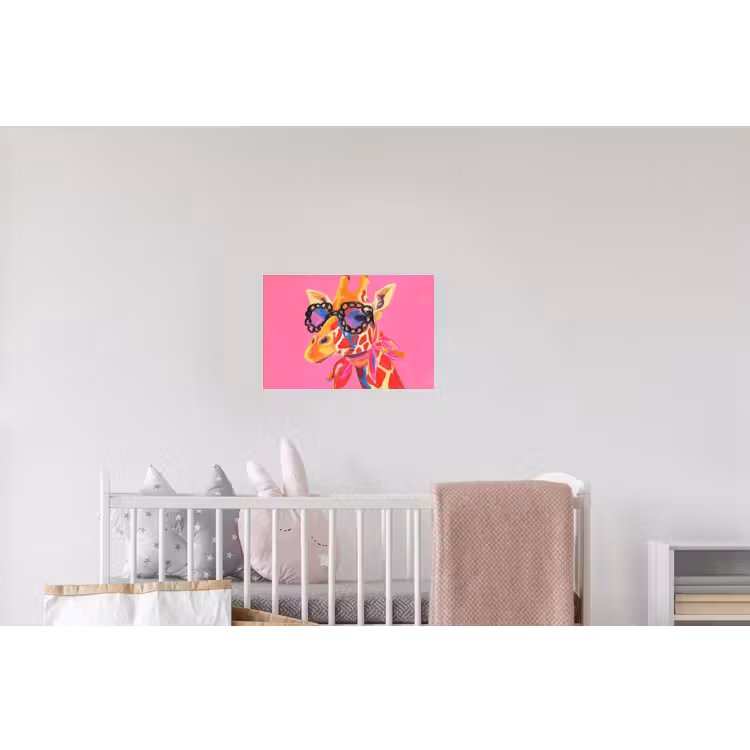 Giraf - Roze - Bril - Sjaal Muursticker klein -kinderkamer