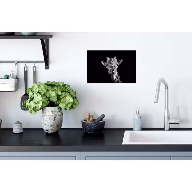 Giraffe - Dier - Zwart - Wit Muursticker klein -keuken
